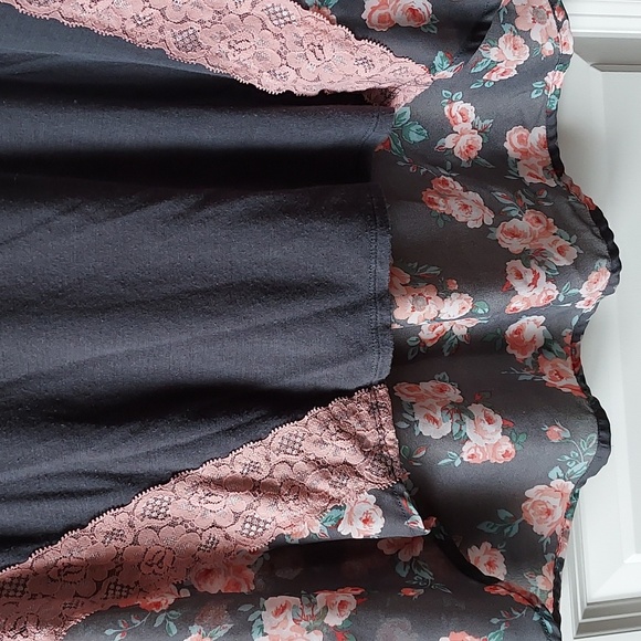 American Dream shkrt sleeve high/low grey pink flower print small - Picture 6 of 7